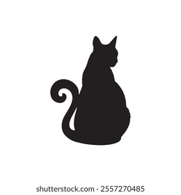 cute cat animals silhouette icon vector art flat design