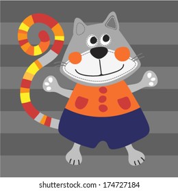 A Cute cat with a applique detail. Vector illustration