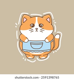 Cute cat in a aprons. Vector illustration in flat style.
