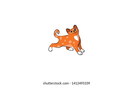 cute cat arches her back. - vector