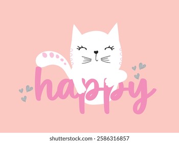 Cute cat artwork vector slogan illustration for t-shirt and other uses