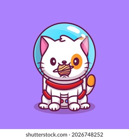 Cute Cat Astronaut With Ball Cartoon Vector Icon Illustration. AnimalTechnology Icon Concept Isolated Premium Vector. Flat Cartoon Style