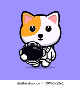 Cute cat astronaut cartoon mascot