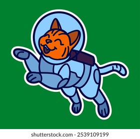 Cute Cat Astronaut Doodle Sticker Illustration