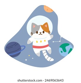 Cute cat astronaut earth galaxy