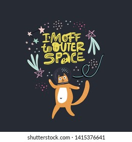 Cute cat astronaut handdrawn vector illustration