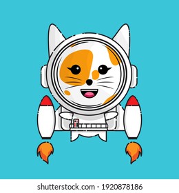 cute cat astronaut mascot logo character