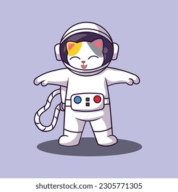 cute cat astronaut vector  illustration