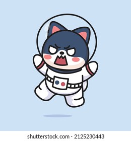 cute cat astronaut vector template