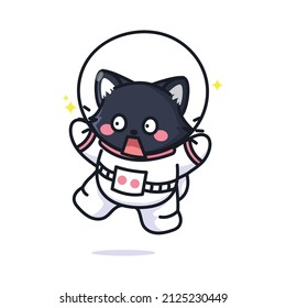 cute cat astronaut vector template