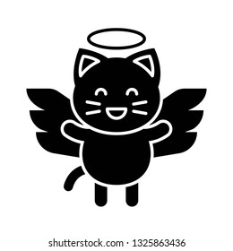 Cute Cat avatar vector illustration, solid style icon