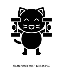Cute Cat avatar vector illustration, solid style icon