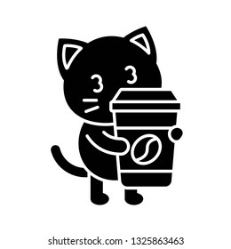 Cute Cat avatar vector illustration, solid style icon