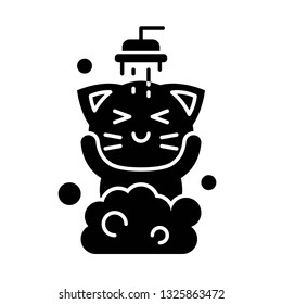 Cute Cat avatar vector illustration, solid style icon