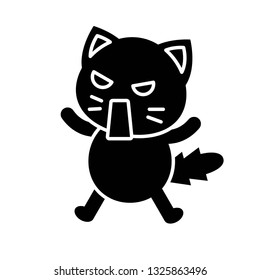 Cute Cat avatar vector illustration, solid style icon