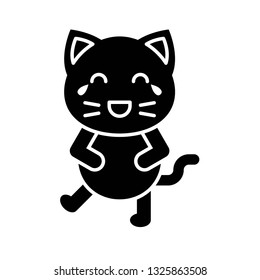 Cute Cat avatar vector illustration, solid style icon