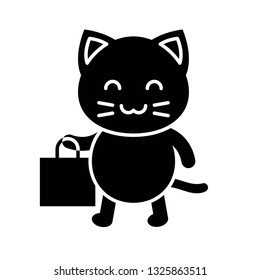 Cute Cat avatar vector illustration, solid style icon