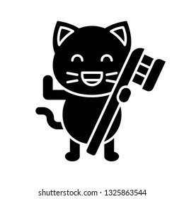 Cute Cat avatar vector illustration, solid style icon