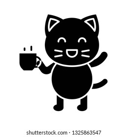 Cute Cat avatar vector illustration, solid style icon