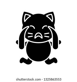 Cute Cat avatar vector illustration, solid style icon