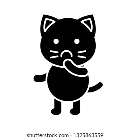 Cute Cat avatar vector illustration, solid style icon