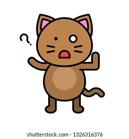 Cute Cat avatar vector illustration, filled style icon editable stroke