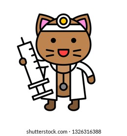 Cute Cat avatar vector illustration, filled style icon editable stroke