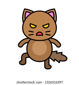 Cute Cat avatar vector illustration, filled style icon editable stroke