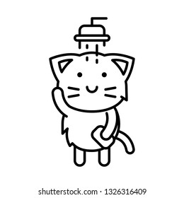 Cute Cat avatar vector illustration, line style icon editable stroke