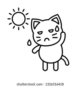 Cute Cat avatar vector illustration, line style icon editable stroke