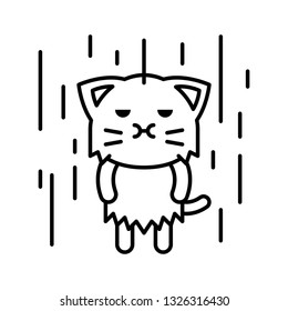 Cute Cat avatar vector illustration, line style icon editable stroke