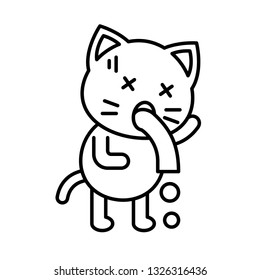 Cute Cat avatar vector illustration, line style icon editable stroke