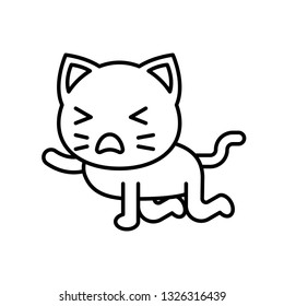 Cute Cat avatar vector illustration, line style icon editable stroke