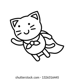 Cute Cat avatar vector illustration, line style icon editable stroke