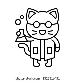 Cute Cat avatar vector illustration, line style icon editable stroke