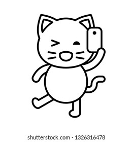 Cute Cat avatar vector illustration, line style icon editable stroke