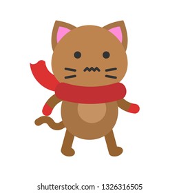 Cute Cat avatar vector illustration, flat style icon
