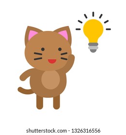 Cute Cat avatar vector illustration, flat style icon