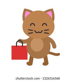 Cute Cat avatar vector illustration, flat style icon