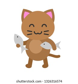 Cute Cat avatar vector illustration, flat style icon