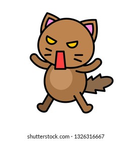 Cute Cat avatar vector illustration, filled style icon editable stroke