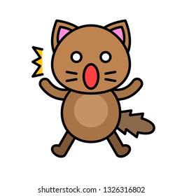 Cute Cat avatar vector illustration, filled style icon editable stroke