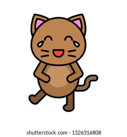 Cute Cat avatar vector illustration, filled style icon editable stroke