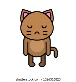 Cute Cat avatar vector illustration, filled style icon editable stroke