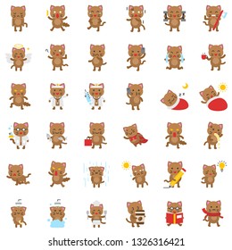 Cute Cat avatar vector set, flat style icon