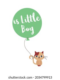 cute cat baby arrival announcement card vector