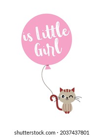 cute cat baby arrival announcement card vector