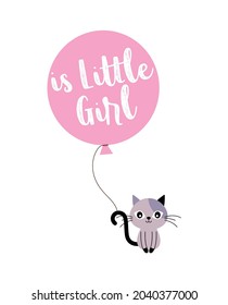 cute cat baby arrival announcement card vector