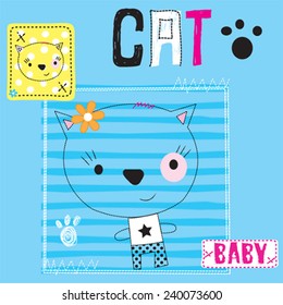 cute cat baby card vector illustration