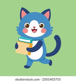 cute cat Back to school education isolated